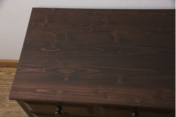 中古　松本民芸家具　天板リメイク　落ち着いた大人の空間づくりに活躍するローチェスト(和タンス、サイドボード、ローボード、引き出し)(R-051660)