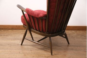 ヴィンテージ家具　ERCOL(アーコール)　エバーグリーン　エレガントな雰囲気漂う1人掛けイージーチェア(ラウンジチェア、アームチェア、椅子、ソファ、ビンテージ)(R-051666)
