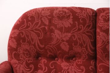 ヴィンテージ家具　ERCOL(アーコール)　艶やかなカラーが目を引くスツール(オットマン)付きビンテージ二人掛けソファ(アームソファ)(R-051667)
