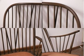 ヴィンテージ家具　ERCOL(アーコール)　艶やかなカラーが目を引くスツール(オットマン)付きビンテージ二人掛けソファ(アームソファ)(R-051667)