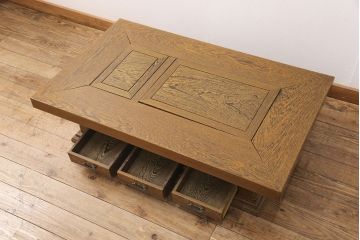 中古　多少難有り　鉄刀木(タガヤサン)　重厚な囲炉裏(関西火鉢、長火鉢、ローテーブル、座卓)(R-051676)