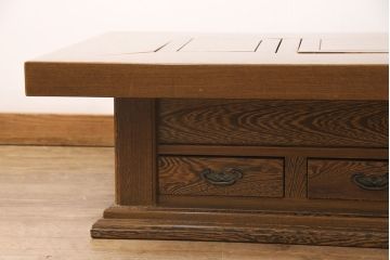 中古　多少難有り　鉄刀木(タガヤサン)　重厚な囲炉裏(関西火鉢、長火鉢、ローテーブル、座卓)(R-051676)