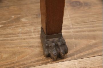 ヨーロッパヴィンテージ　スペイン家具　真鍮の飾り金具が個性あふれる、マホガニー材のレザートップデスク(机、在宅ワーク、在宅用テーブル)(R-051677)