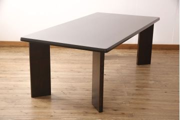 中古　北海道民芸家具　希少な絶版品!　滑らかな木肌が上品な印象を醸し出す高座卓ダイニングセット(ダイニングテーブル、4人掛け、ダイニングチェア4脚、板座チェア、食卓)(R-051680)