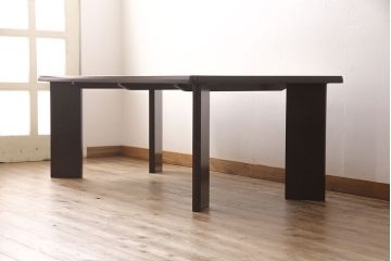 中古　北海道民芸家具　希少な絶版品!　滑らかな木肌が上品な印象を醸し出す高座卓ダイニングセット(ダイニングテーブル、4人掛け、ダイニングチェア4脚、板座チェア、食卓)(R-051680)
