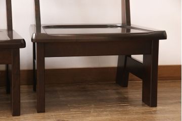 中古　北海道民芸家具　希少な絶版品!　滑らかな木肌が上品な印象を醸し出す高座卓ダイニングセット(ダイニングテーブル、4人掛け、ダイニングチェア4脚、板座チェア、食卓)(R-051680)