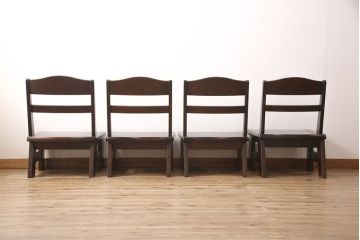 中古　北海道民芸家具　希少な絶版品!　滑らかな木肌が上品な印象を醸し出す高座卓ダイニングセット(ダイニングテーブル、4人掛け、ダイニングチェア4脚、板座チェア、食卓)(R-051680)