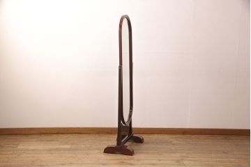 中古　美品　最高級　芳山銘　蒔絵入り　本漆塗り　草花の蒔絵が美しく情緒溢れる姿見(鏡、ミラー、スタンドミラー)(R-051685)