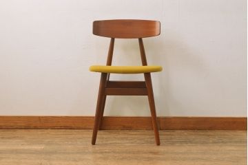 ビンテージ家具　デンマーク　チーク材　北欧スタイルの空間づくりにおすすめのデスク&チェアセット(ワークデスク、片袖机、椅子、ヴィンテージ)(R-051687)