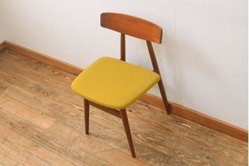 ビンテージ家具　デンマーク　チーク材　北欧スタイルの空間づくりにおすすめのデスク&チェアセット(ワークデスク、片袖机、椅子、ヴィンテージ)(R-051687)