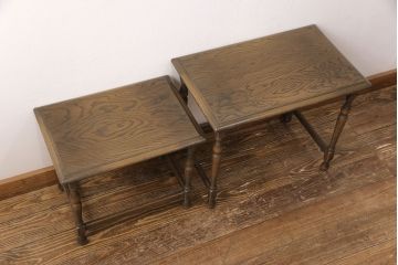 中古　美品　神戸洋家具・永田良介商店　クラシカルな雰囲気漂うネストテーブル(サイドテーブル、飾り台)(R-051690)