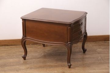 中古　美品　DREXEL HERITAGE(ドレクセルヘリテイジ)　Touraine(ツーレイン)　マホガニー材　エレガントな佇まいが魅力のサイドテーブル(ナイトテーブル、エンドテーブル)(R-051699)