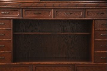 中古　美品　国産　引き出しいっぱいの珍しい2段重ね茶箪笥(キャビネット、茶棚、収納棚、戸棚)(R-051700)