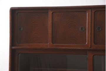 中古　美品　国産　引き出しいっぱいの珍しい2段重ね茶箪笥(キャビネット、茶棚、収納棚、戸棚)(R-051700)