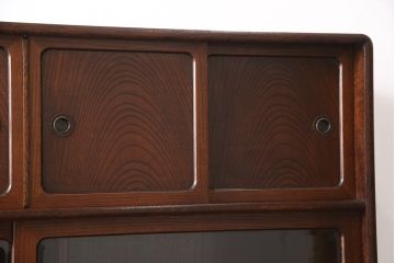 中古　美品　国産　引き出しいっぱいの珍しい2段重ね茶箪笥(キャビネット、茶棚、収納棚、戸棚)(R-051700)