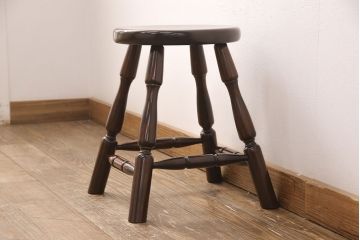 
中古　美品　松本民芸家具　花台としても活躍する温もりあふれる四脚スツール(椅子、花台)(R-051703)