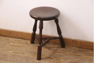 中古　松本民芸家具　花台としても活躍する温もりあふれる三脚スツール(椅子、花台)(R-051704)