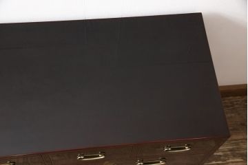 中古　美品　蒔絵入り　本漆溜塗り　ほんのりと赤みがかった漆が綺麗な箪笥(定価約90万円)(和タンス、引き出し、チェスト)(R-051714)