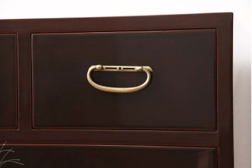 中古　美品　蒔絵入り　本漆溜塗り　ほんのりと赤みがかった漆が綺麗な箪笥(定価約90万円)(和タンス、引き出し、チェスト)(R-051714)