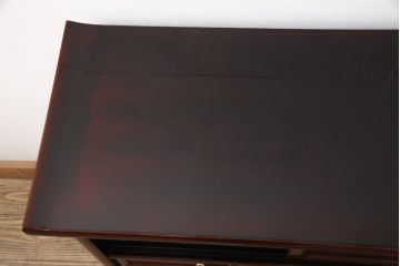 中古　美品　蒔絵入り　本溜塗り　赤みがかった漆が綺麗!和の雰囲気を高める小箪笥(定価約95万円)(和タンス、引き出し、収納棚)(R-051716)