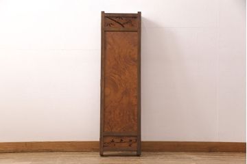 アンティーク家具　工芸品　希少!カエデ材の彫刻や透かし彫り、象嵌の凝ったつくりが素晴らしい4連衝立て(四連衝立て、パーテーション、仕切り)(R-051717)