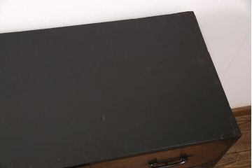 和製アンティーク　明治大正期　前面ケヤキ材・玉杢　味わいのある二段重ね時代箪笥 (和箪笥、収納箪笥、引き出し)(R-051734)