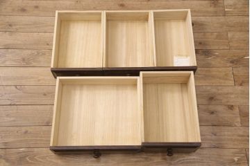 中古　北海道民芸家具　シックな色合いがおしゃれな片袖ライティングビューロー(ワークデスク、在宅ワーク、在宅用、簿記机)(R-051739)