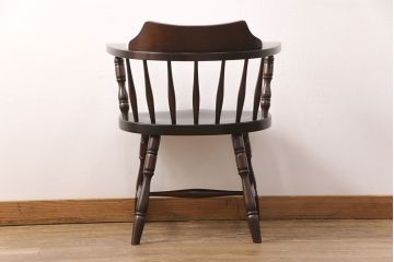 中古　美品　北海道民芸家具　HM630　格好良い佇まいが魅力のキャプテンチェア(肘掛け椅子、アームチェア、イス)(R-051741)