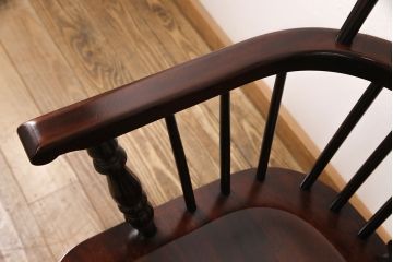 中古　美品　松本民芸家具風　背もたれのデザインがお洒落な上質なつくりのウィンザーチェア(アームチェア、椅子、ウインザーチェア)(R-051742)