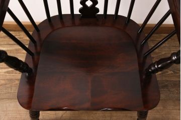 中古　美品　松本民芸家具風　背もたれのデザインがお洒落な上質なつくりのウィンザーチェア(アームチェア、椅子、ウインザーチェア)(R-051742)