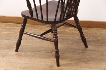 中古　美品　松本民芸家具風　背もたれのデザインがお洒落な上質なつくりのウィンザーチェア(アームチェア、椅子、ウインザーチェア)(R-051742)