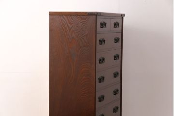 中古　民芸家具　凛とした佇まいが魅力の縦型チェスト(和箪笥、和タンス、整理タンス、引き出し)(R-051750)