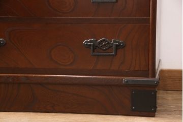 中古　民芸家具　凛とした佇まいが魅力の縦型チェスト(和箪笥、和タンス、整理タンス、引き出し)(R-051750)