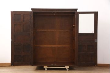 中古　北海道民芸家具　ワードローブをリメイク!取り入れやすいサイズに生まれ変わる収納棚(本箱、下駄箱、ブックケース、本箱、キャビネット)(R-051752)