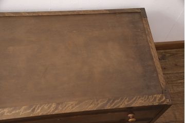 中古　北海道民芸家具　当店リメイク　奥行を詰めて取り入れやすいサイズに生まれ変わるローチェスト(テレビ台、テレビボード、ローボード、引き出し)(R-051753)