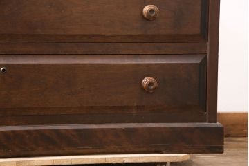 中古　北海道民芸家具　当店リメイク　奥行を詰めて取り入れやすいサイズに生まれ変わるローチェスト(テレビ台、テレビボード、ローボード、引き出し)(R-051753)