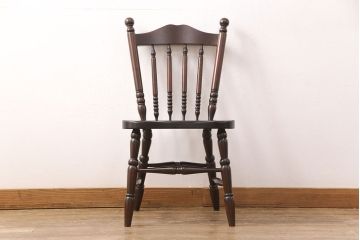 中古　北海道民芸家具　美品!クラシカルな雰囲気漂うダイニングチェア(椅子、板座チェア)(R-051754)