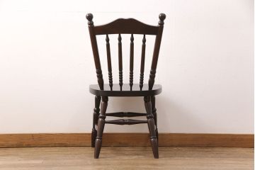 中古　北海道民芸家具　美品!クラシカルな雰囲気漂うダイニングチェア(椅子、板座チェア)(R-051754)