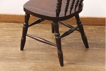 中古　北海道民芸家具　美品!クラシカルな雰囲気漂うダイニングチェア(椅子、板座チェア)(R-051754)