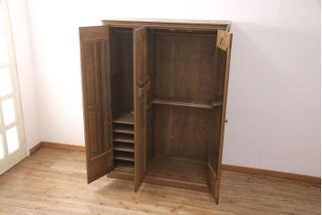 中古　旭川家具　山室家具　ナラ材　ハートメイドファニチャー　ESPOIR(エスポアール)シリーズ　No.101　収納力抜群のワードローブ(洋服タンス、衣装タンス、キャビネット)(定価約40万円)(R-051759)