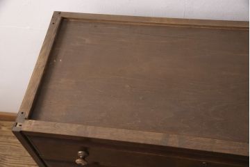 中古　北海道民芸家具　天板リメイク　取り入れやすいサイズに生まれ変わる!シックな佇まいが魅力のサイドチェスト(引き出し)(R-051763)