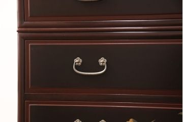 中古　美品　本漆溜塗り　美しい花の蒔絵が目を引く二段重ね箪笥(定価220万円)(和タンス、引き出し、チェスト)(R-051771)