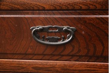 中古　極上品　総漆塗り　前面ケヤキ無垢材　玉杢　最高級品の二段重ね大型茶箪笥(茶棚、飾り棚、収納棚、キャビネット)(定価約250万円)(R-051772)