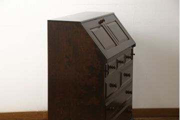 中古　松本民芸家具　T型　シックで上品な佇まいが魅力のライティングビューロー(定価約37万円)(簿記机、在宅ワーク、在宅用ワークデスク)(R-051775)