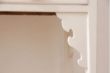 和製アンティーク　ホワイトペイントが可愛らしいケビントガラスケース(飾り棚、陳列棚、収納棚、キャビネット)(R-051776)