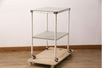 和製アンティーク　シャビーな風合いがお洒落な医療用キャスターワゴン(ケビント、トロリー、キッチンワゴン)(R-051780)