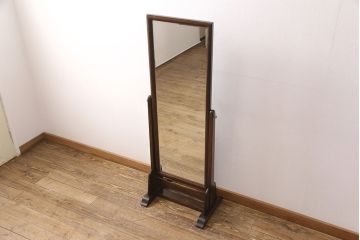中古　美品　松本民芸家具　シンプルなデザインが魅力的なD型姿見(ミラー、鏡)(定価約12万円)(R-051781)