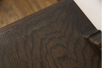 中古　美品　神戸洋家具　永田良介商店　幾何学模様の意匠がアクセントになるドレッサー&スツールセット(鏡台、椅子)(R-051782)