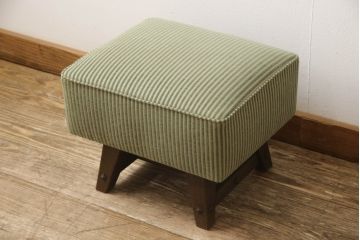 中古　美品　神戸洋家具　永田良介商店　幾何学模様の意匠がアクセントになるドレッサー&スツールセット(鏡台、椅子)(R-051782)