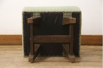 中古　美品　神戸洋家具　永田良介商店　幾何学模様の意匠がアクセントになるドレッサー&スツールセット(鏡台、椅子)(R-051782)